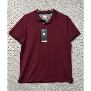 Scott James Shirt Mens XL Burgundy‎ Cotton Blend Stretch Button Polo Shirt NWT